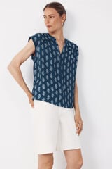 Cortefiel Blusa entred&oacute;s Estampado azul