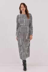 Cortefiel Vestido estampado midi Estampado blanco