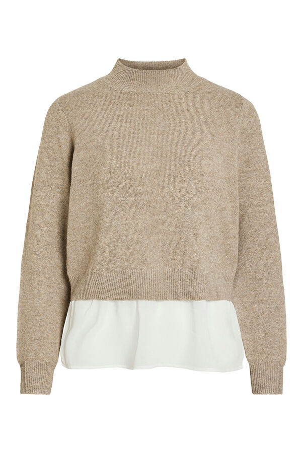 Vila Su&eacute;ter de malha com camisa Castanho