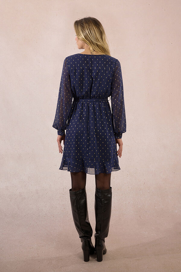 Molly Bracken Vestido curto estampado de manga comprida Azul