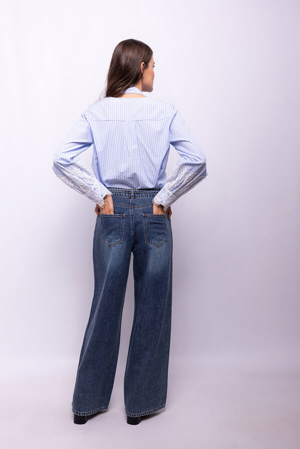 Object Blusa rayas encaje Azul