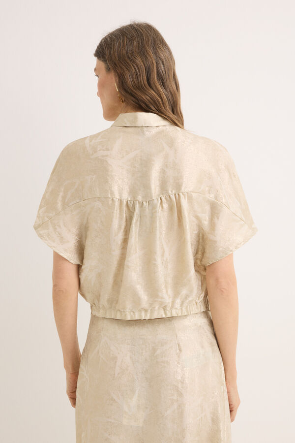 Cortefiel Camisa laminada con nudo Amarillo