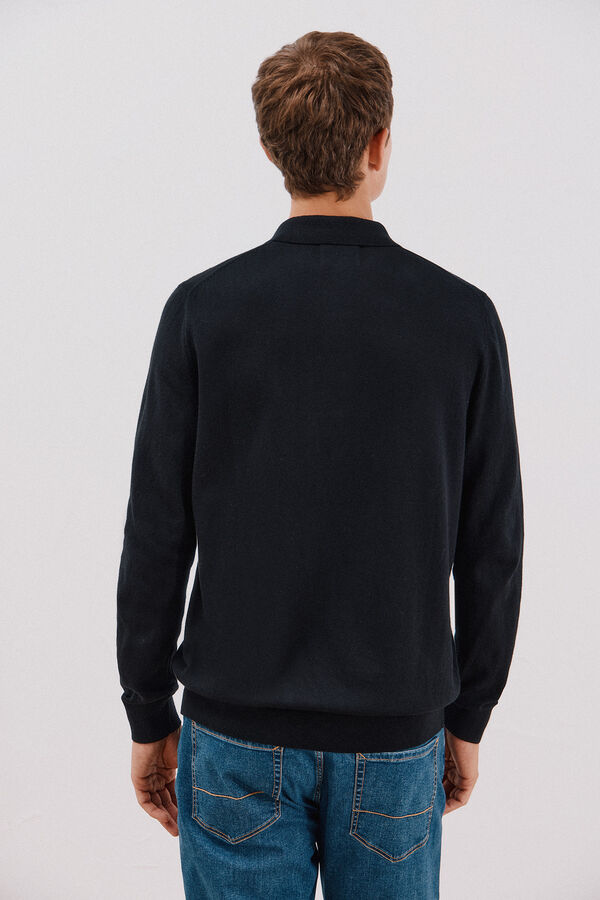 Cortefiel Jersey algod&oacute;n cashmere cuello polo Negro
