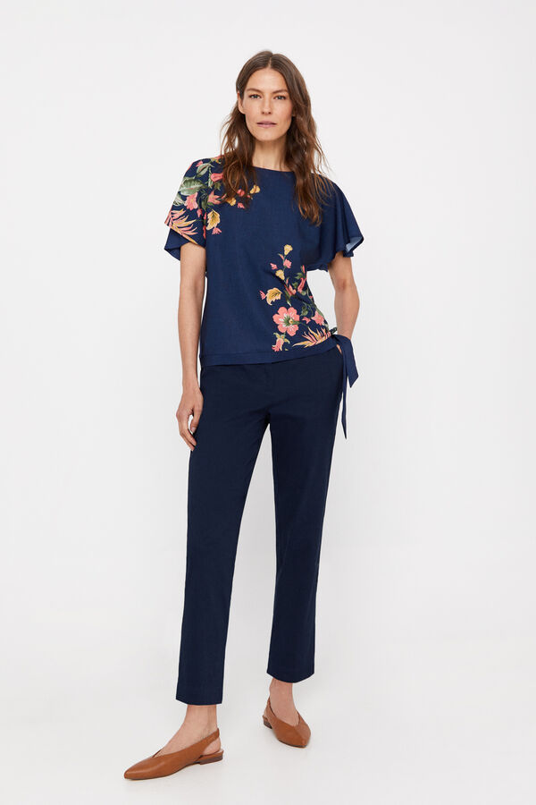 Cortefiel Top combinado estampado Azul marino