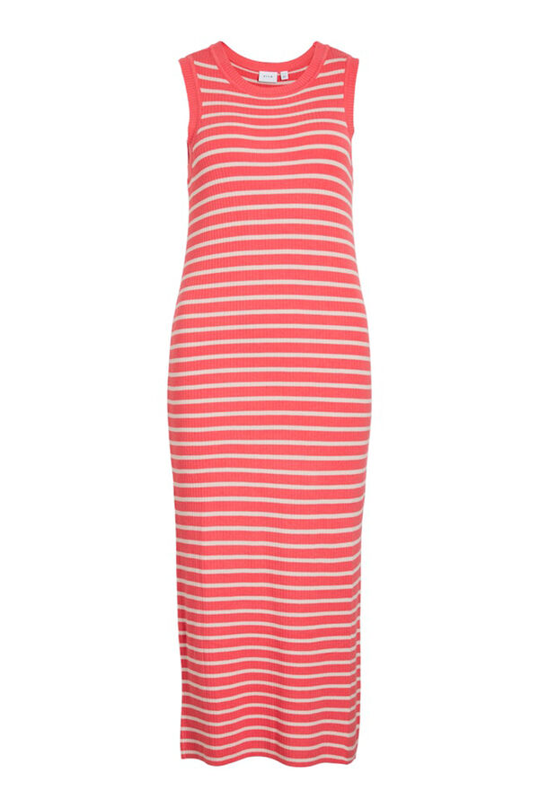 Vila Vestido midi punto con viscosa Rosa