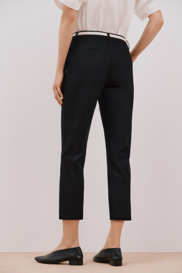 Cortefiel Pantal&oacute;n tobillero de piqu&eacute; Negro