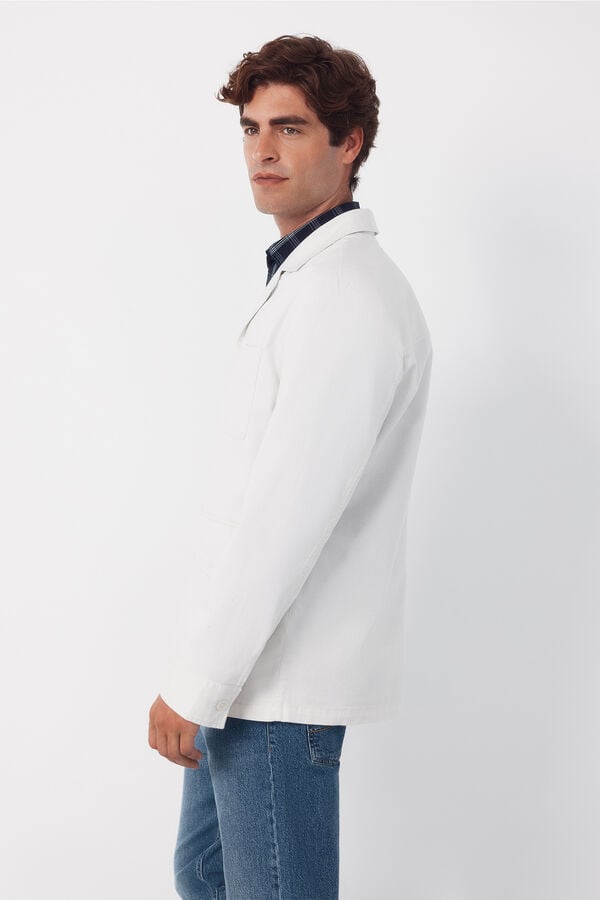 Cortefiel Chaqueta safari mezcla lino Blanco