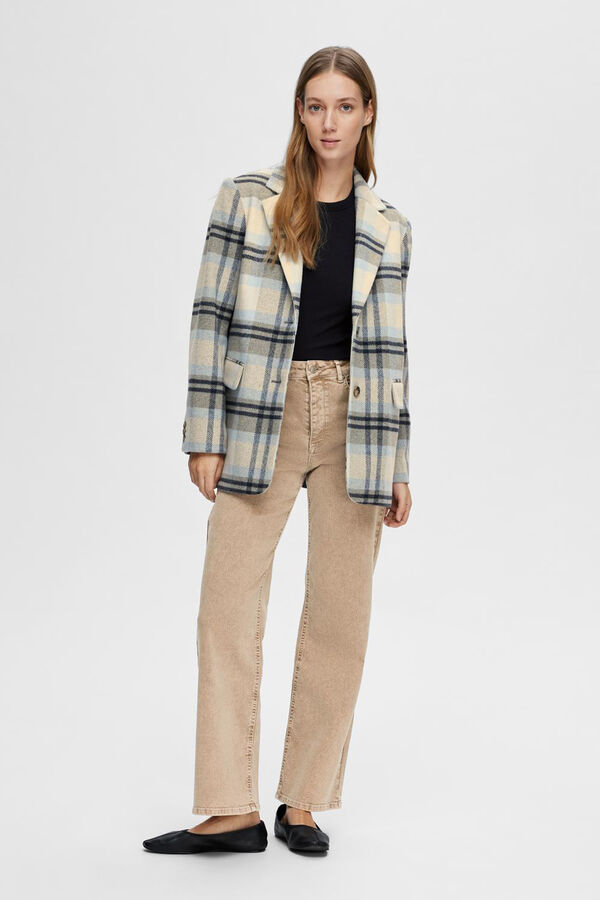 Selected Femme Pantal&oacute;n vaquero en color tostado de cintura alta y pierna ancha Blanco