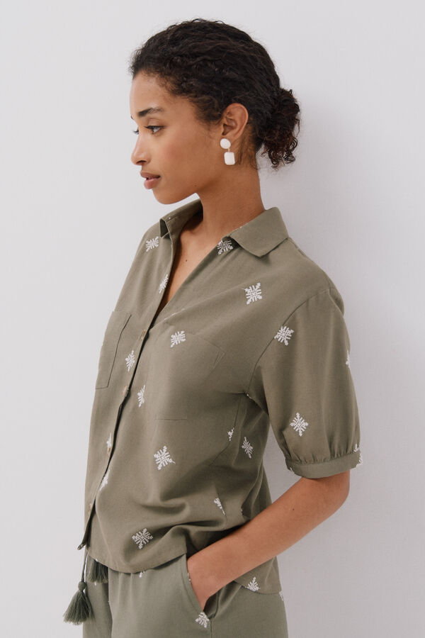 Cortefiel Camisa manga curta Verde