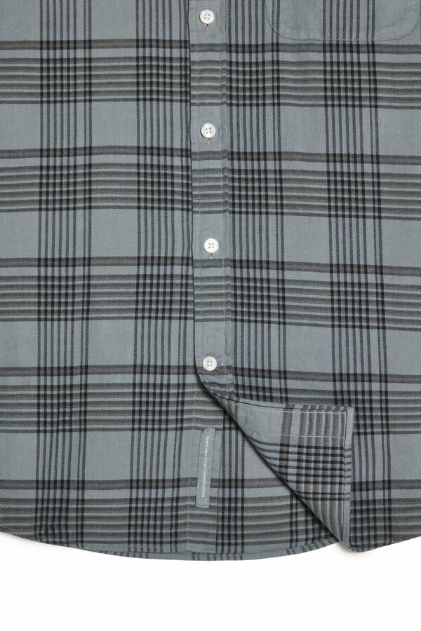 OOTO Camisa cuadros lavada manga larga Turquesa