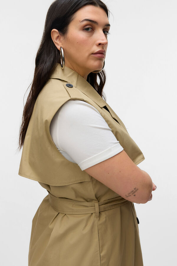 Vero Moda Curve Chaleco largo de doble abotonadura talla grande Gris