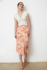 Vila Falda midi de cintura alta estampada Blanco