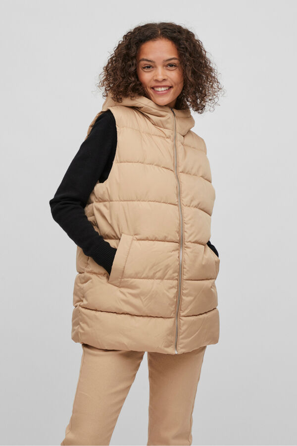 Vila Chaleco de mujer acolchado Beige