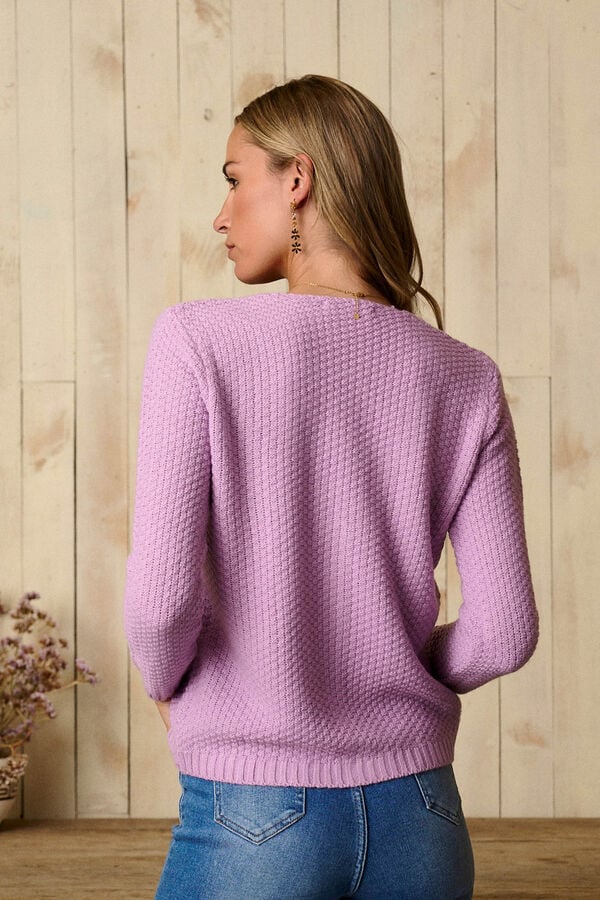 Pol&iacute;n Et Moi Cardigan lil&aacute;s com bot&otilde;es Roxo