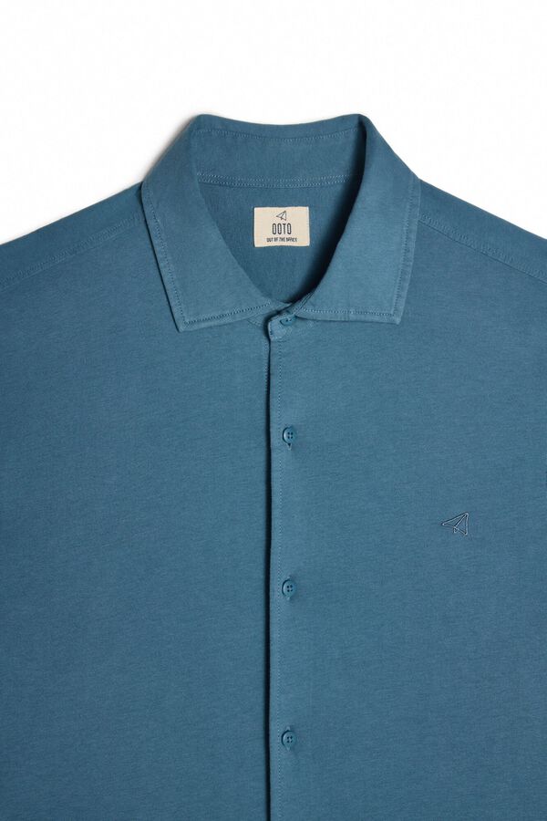 OOTO Camisa lisa de manga comprida Azul