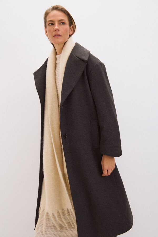 Cortefiel Abrigo largo pa&ntilde;o Gris oscuro