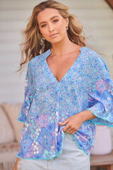 Jaase Blusa com decote em V Azul