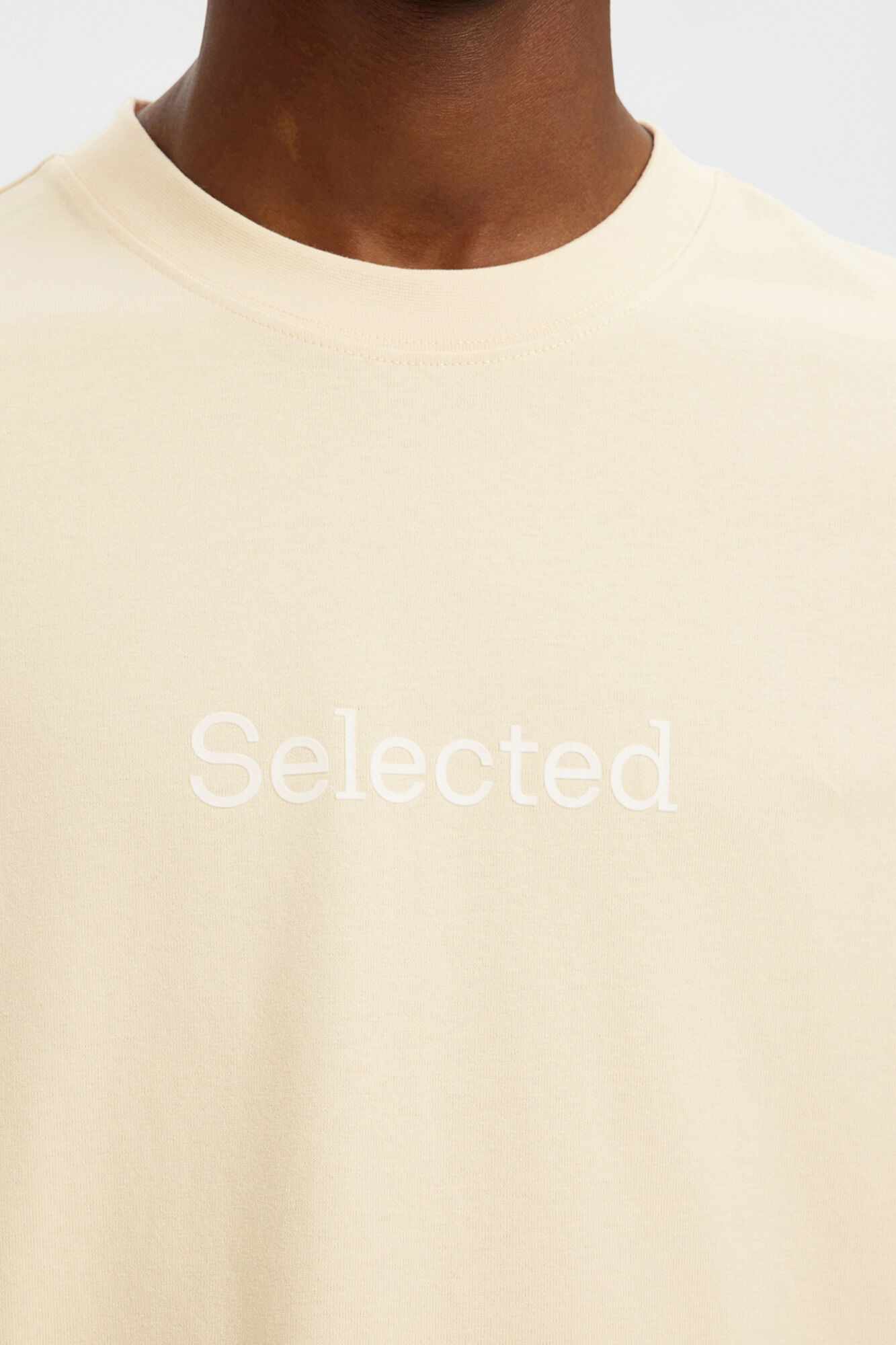Selected T-shirt manga curta para homem relax estampado &agrave; frente