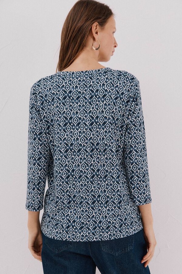 Cortefiel Blusa b&aacute;sica com gola mao Azul