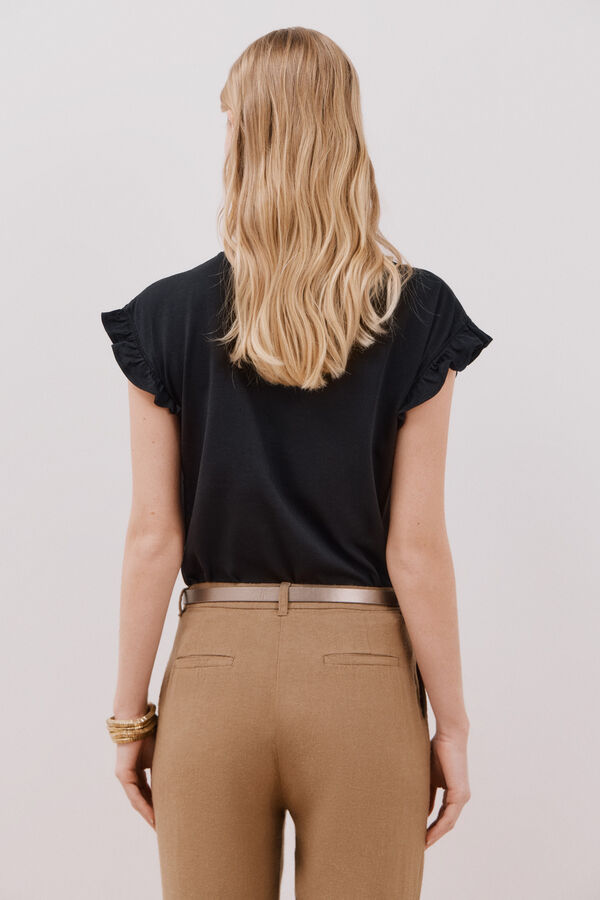 Cortefiel Camiseta b&aacute;sica volante Negro