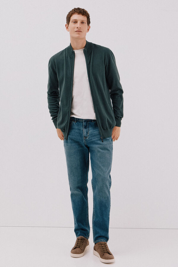 Cortefiel Cardigan de algod&atilde;o e cashmere Verde