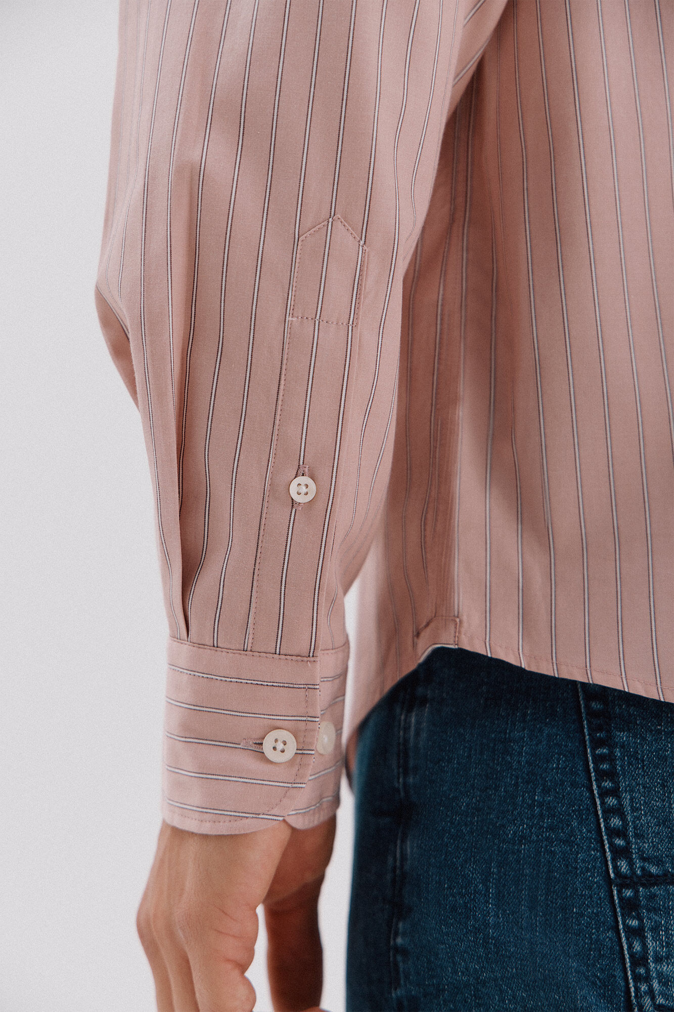 Cortefiel Camisa riscas de algod&atilde;o Tencel