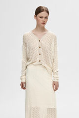 Selected Femme Falda Midi de punto ligero confeccionada con lino, algodón orgánico y Tencel. Gris