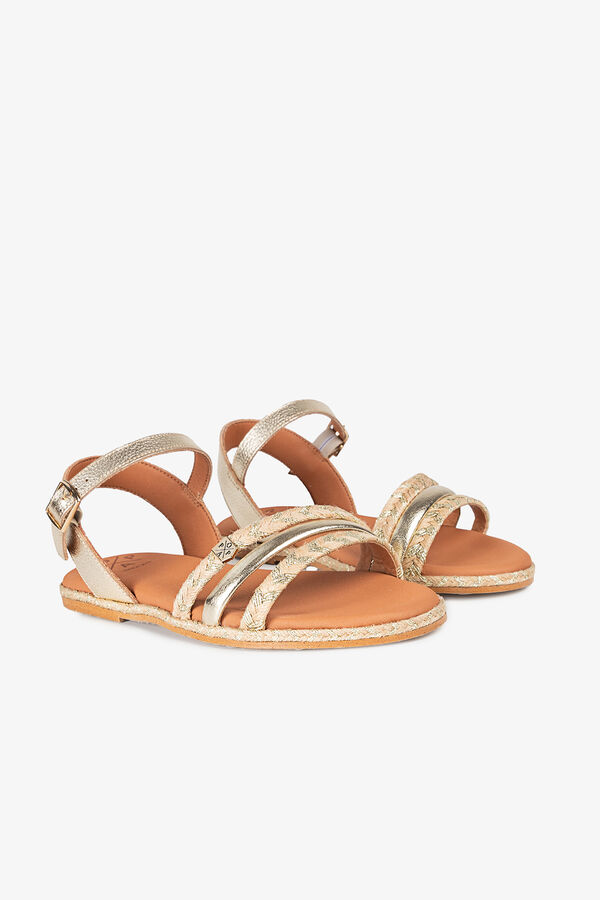 Popa Sand&aacute;lia plana feminina Ancon Cuerlam Dourado