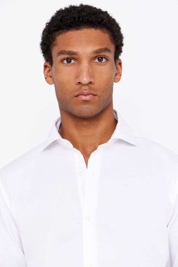 Cortefiel Camisa g&eacute;meos lisa f&aacute;cil de engomar Branco