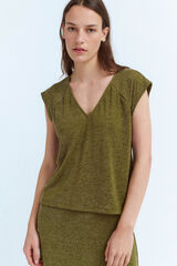 Vila Top de punto con lúrex Verde oscuro