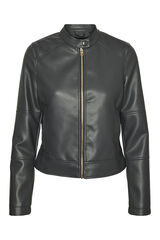 Vero Moda Chaqueta polipiel de mujer con bolsillos Gris oscuro