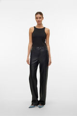 Vero Moda Cal&ccedil;a compridas com efeito de couro  Preto