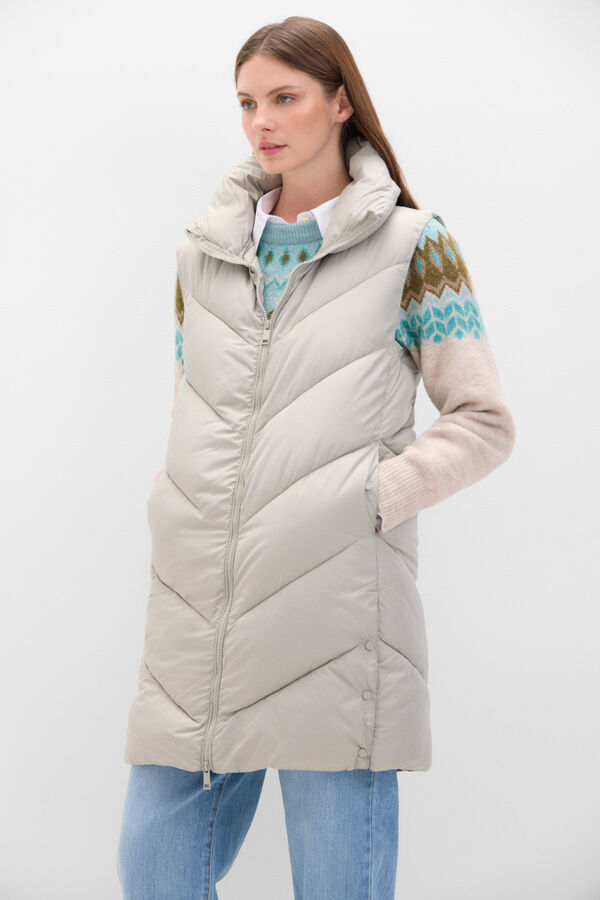 Cortefiel Colete comprido pesco&ccedil;o chamin&eacute; Cinzento