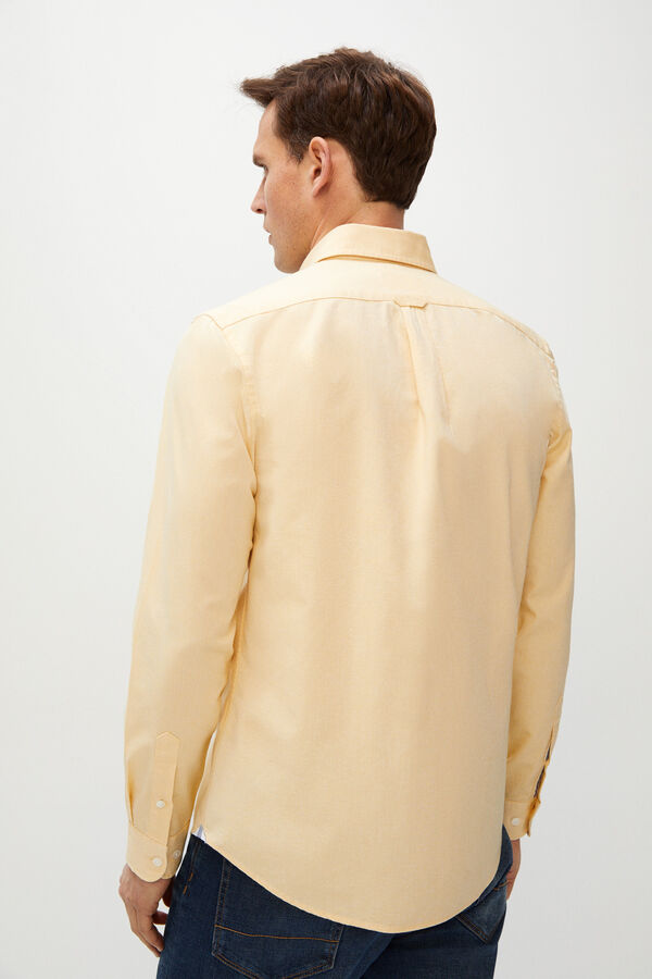 Cortefiel Camisa lisa algodón orgánico Oxford Amarillo