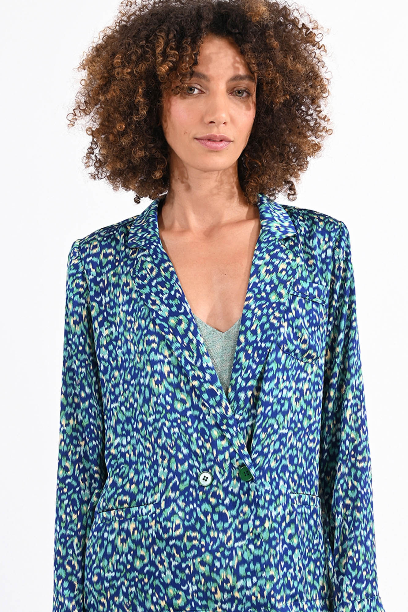 Molly Bracken Blazer de mujer de manga larga con estampado