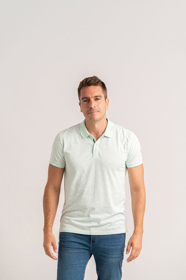 Privata Camisa polo de manga manga curta com estampa de folhas Verde