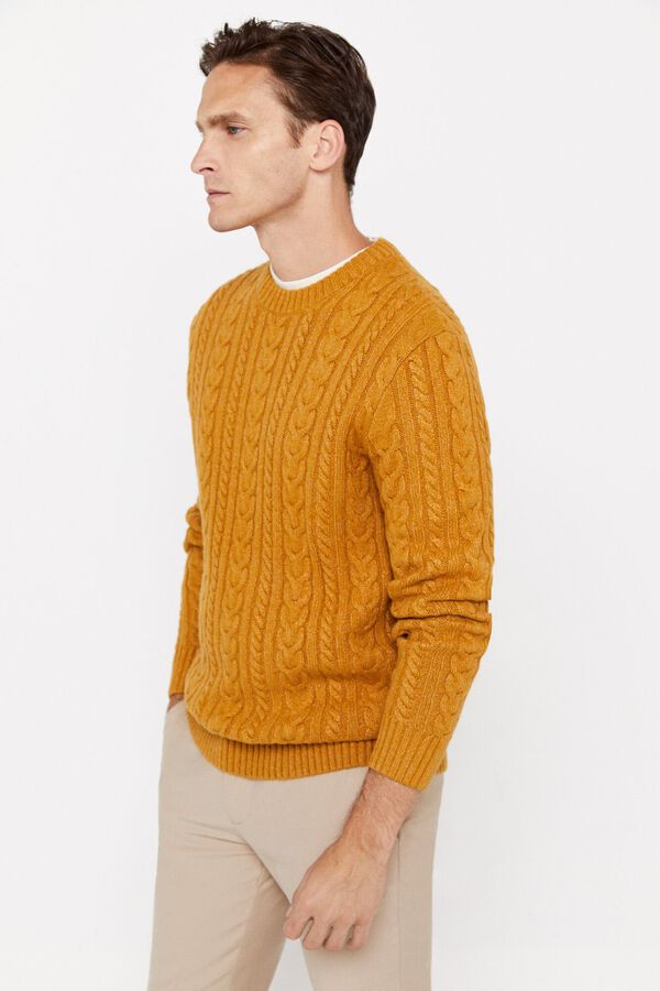 Cortefiel Jersey torcidos gola redonda Dourado