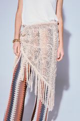 Slowlove Pa&ntilde;uelo flecos bordado Marfil