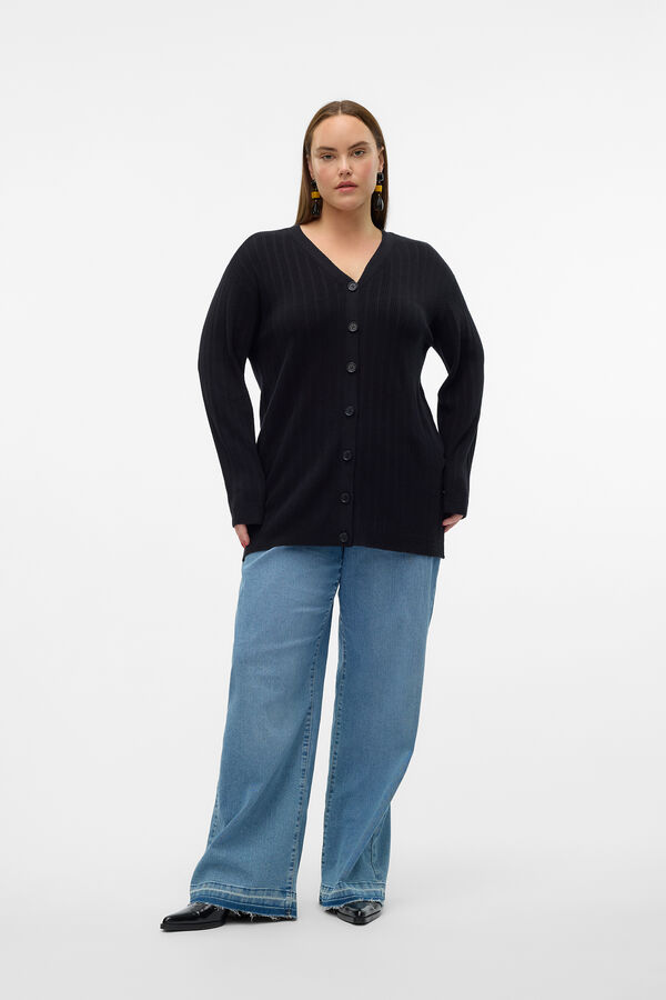 Vero Moda Curve Cardig&atilde; bico size com decote Preto