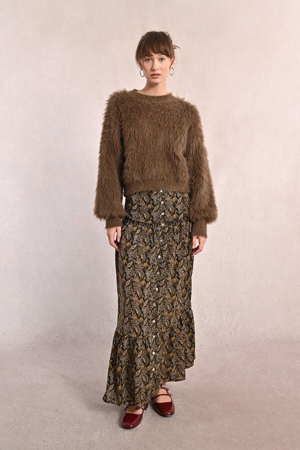 Molly Bracken Falda larga con estampado y volantes Multicolor