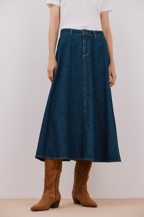 Cortefiel Falda Larga Vaquera Azul