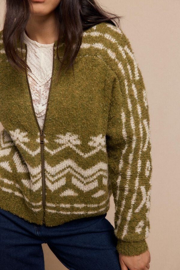 Slowlove malha bomber de jacquard Verde