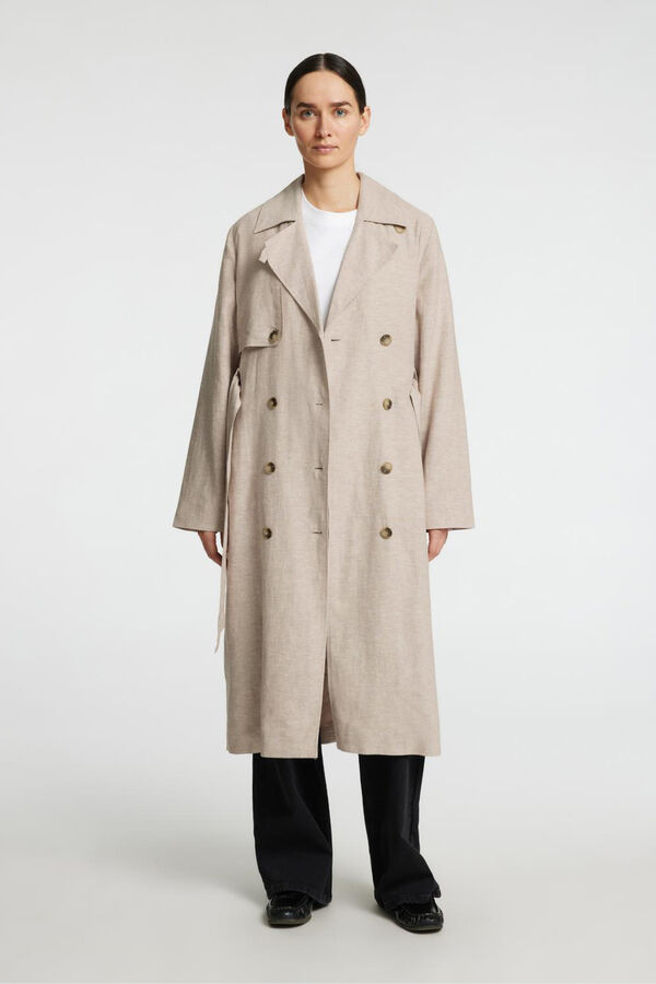 Selected Femme Casaco longo de linho Castanho