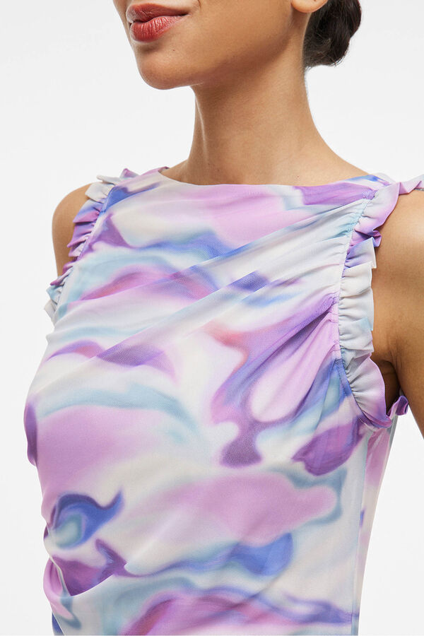 Vila Vestido midi de malha estampado Branco