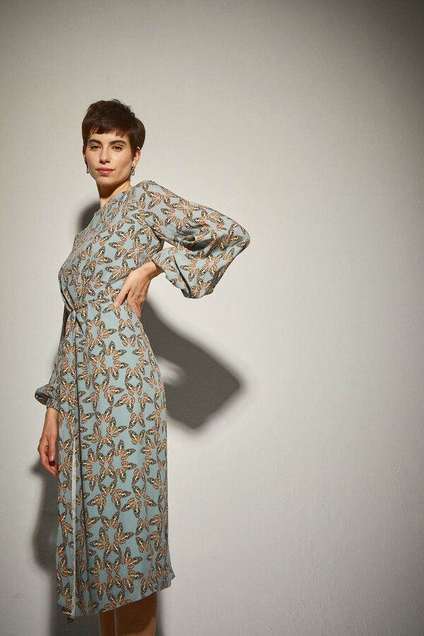 Dolores Promesas Vestido Midi Mariposas Estampado azul