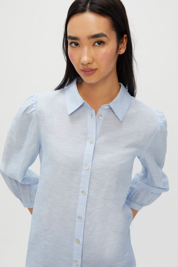 Cortefiel Camisa manga comprida de linho Ecofriendly Azul