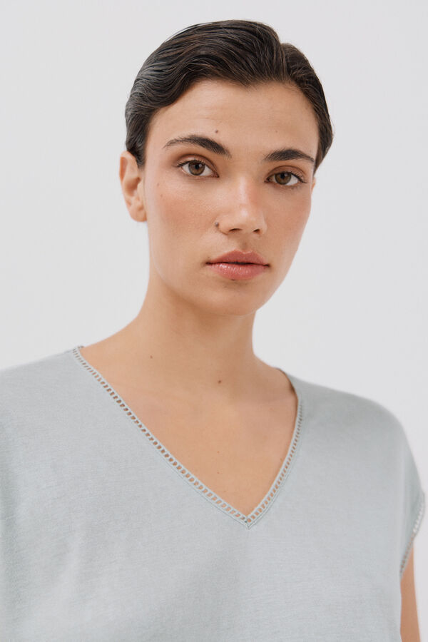 Cortefiel Camiseta b&aacute;sica vainicas Kaki