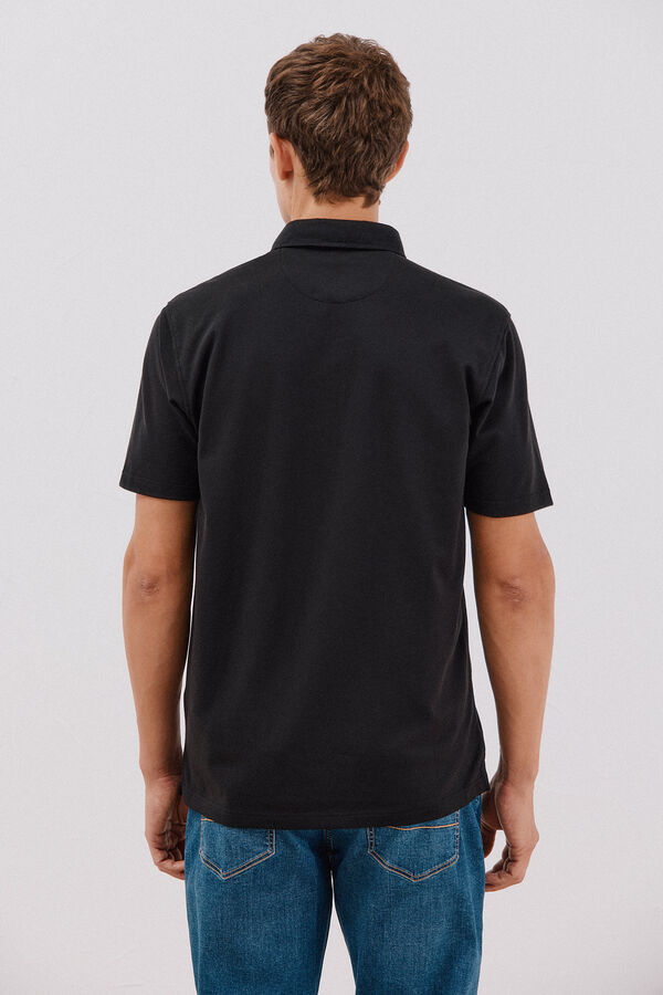 Cortefiel Camisa polo piqu&eacute; liso Preto