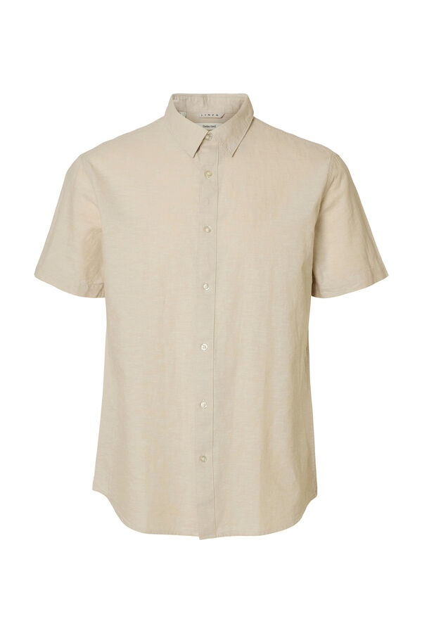 Selected Camisa de manga curta de linho Cinzento