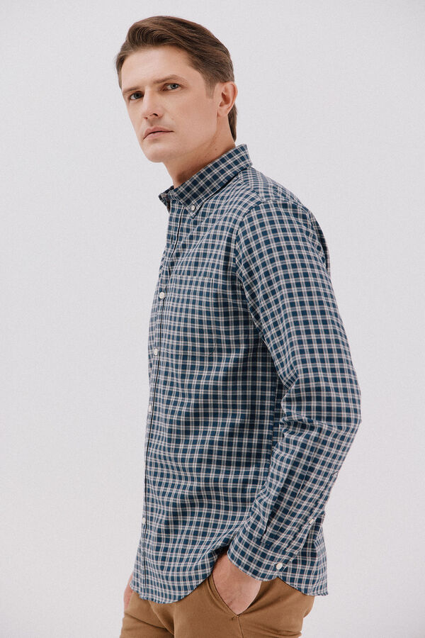 Cortefiel Camisa twill cuadros Azul marino